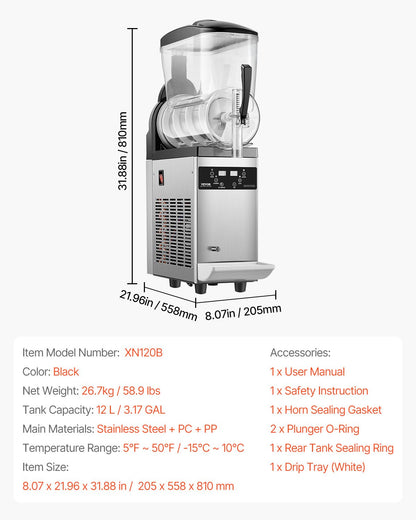 12L Commercial Slushy Machine Margarita Smoothie Frozen Drink Maker