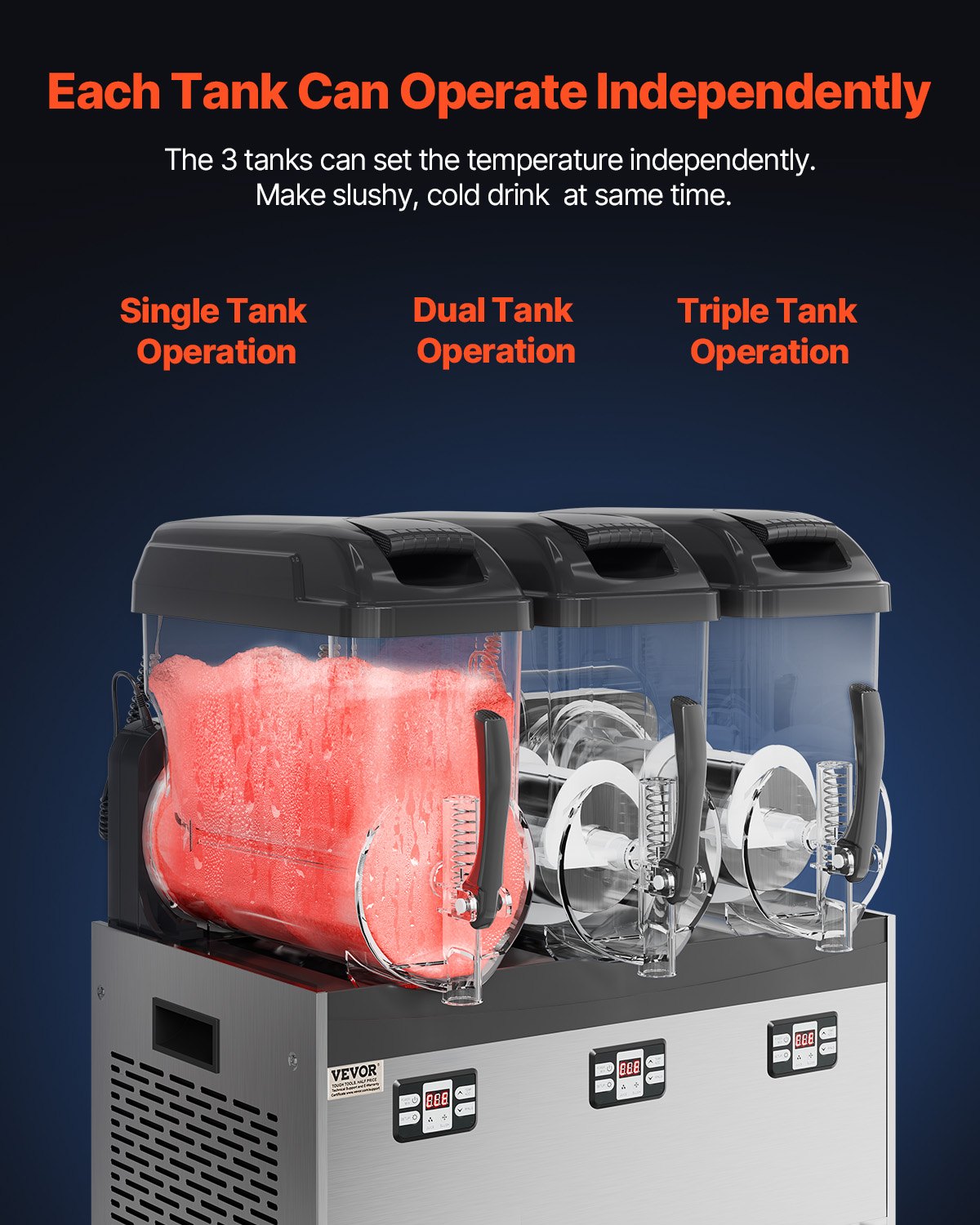 12Lx3 Tank Commercial Slushy Machine Margarita Smoothie Frozen Drink Maker