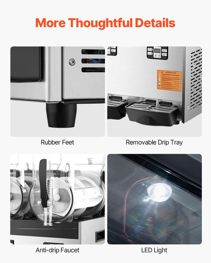 12Lx3 Tank Commercial Slushy Machine Margarita Smoothie Frozen Drink Maker