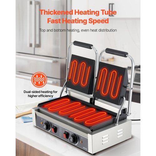 Commercial Panini Press Grill Sandwich Maker Baking Tray 48x23cm | EU