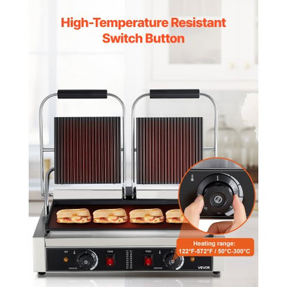 Commercial Panini Press Grill Sandwich Maker Baking Tray 48x23cm | EU