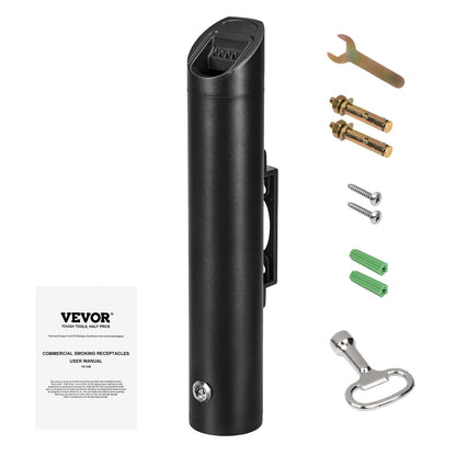 Cigarette Butt Container Stainless Steel Wall Mounted Waste Disposal Black