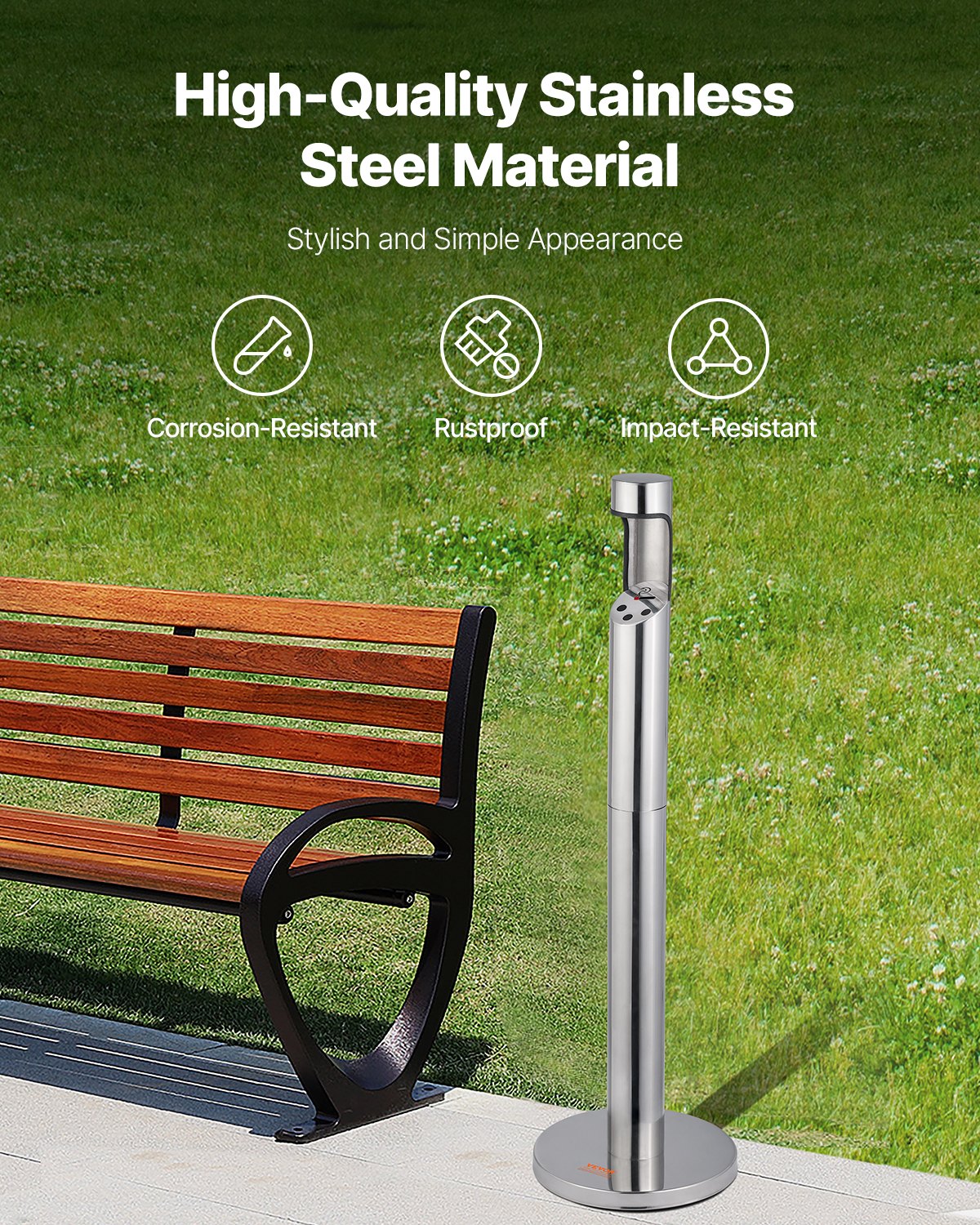 Cigarette Butt Container Stainless Steel Cylinder Butt Waste Silver