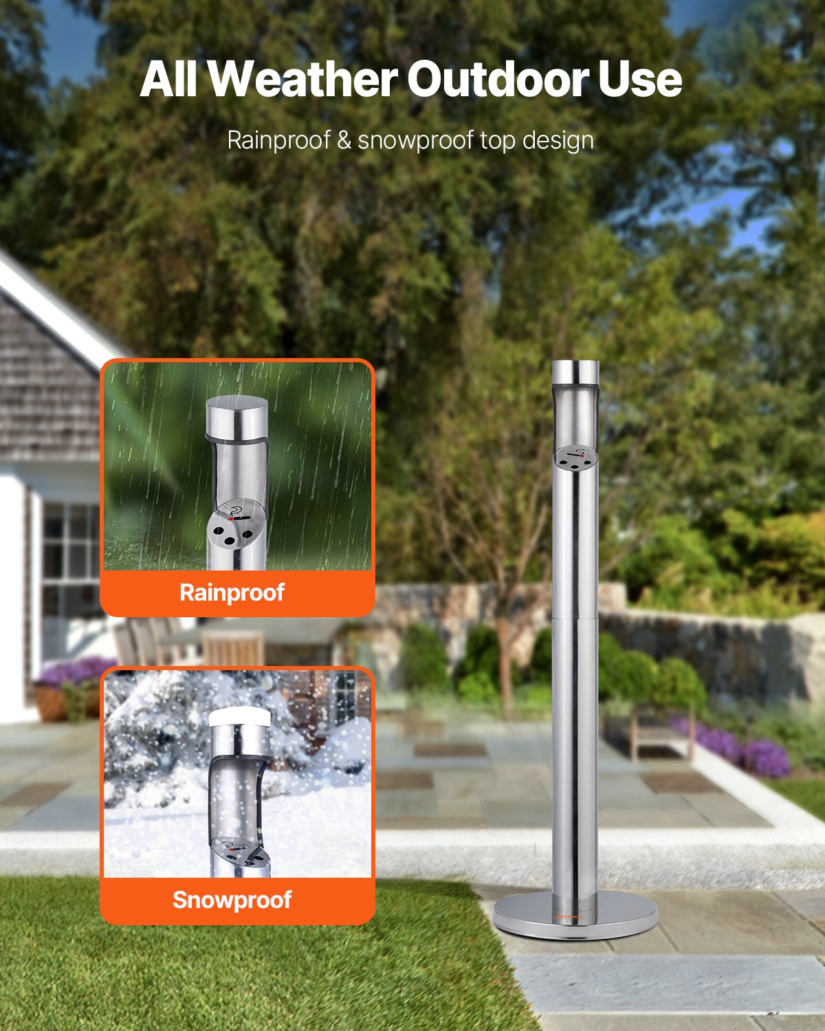 Cigarette Butt Container Stainless Steel Cylinder Butt Waste Silver