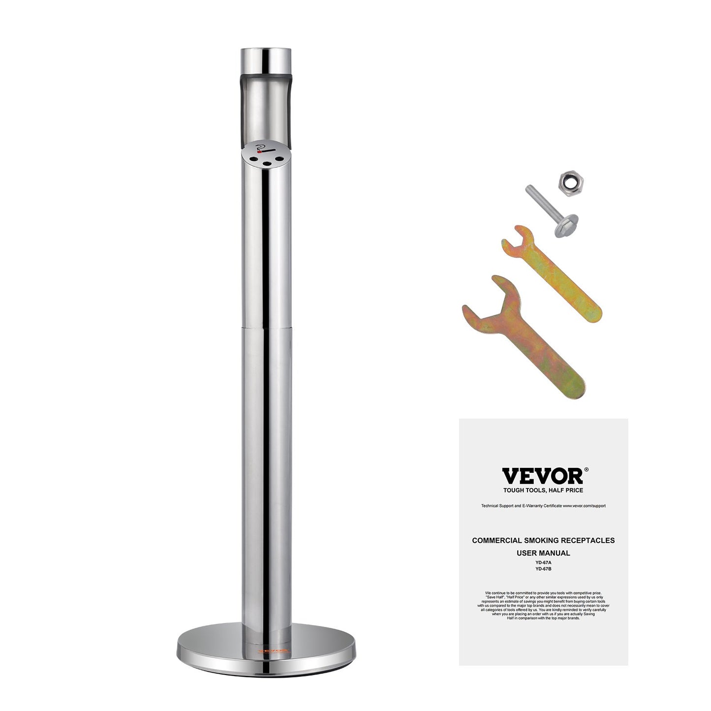 Cigarette Butt Container Stainless Steel Cylinder Butt Waste Silver