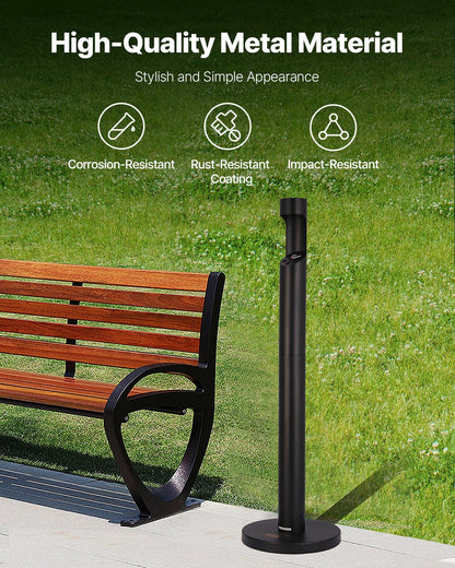 Cigarette Butt Container Freestanding Outdoor Cylinder Butt Disposal Black