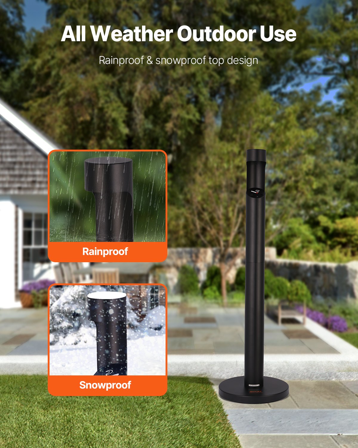 Cigarette Butt Container Freestanding Outdoor Cylinder Butt Disposal Black