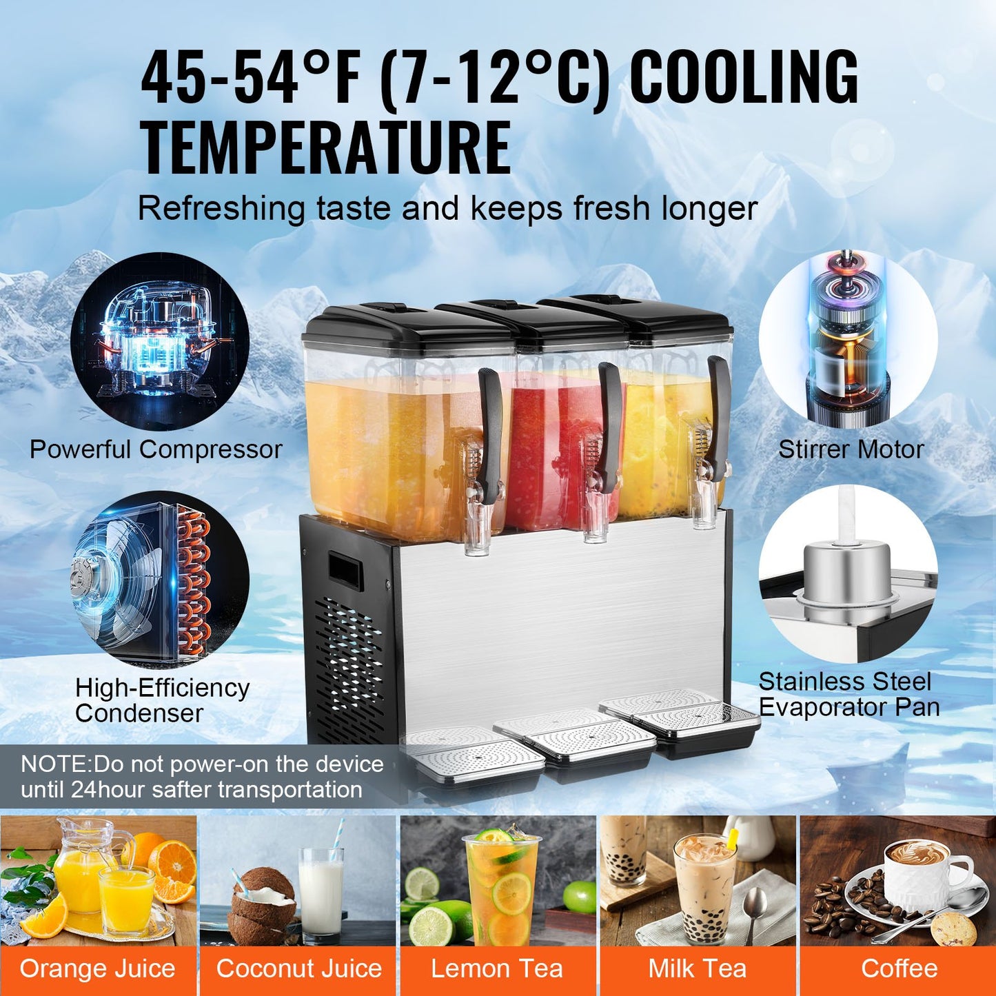 Commercial Beverage Dispenser 12L x 3 tankar Kall Juice Is Drink Dispenser