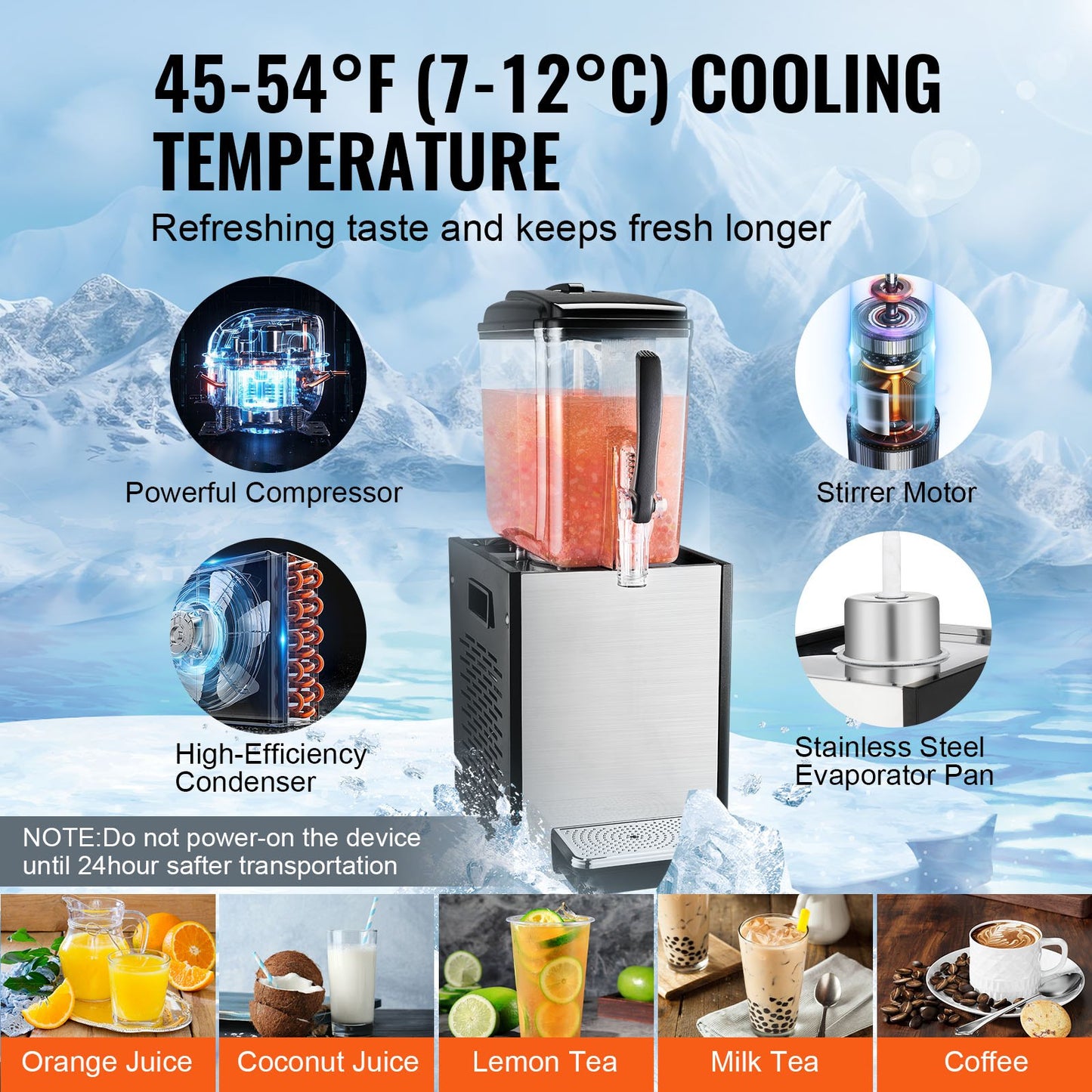 Commercial Beverage Dispenser 12L Kall Juice Ice Drink Dispenser för fest