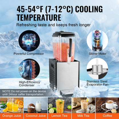 Commercial Beverage Dispenser 12L Kall Juice Ice Drink Dispenser för fest