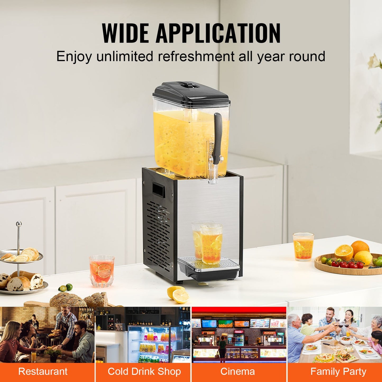 Commercial Beverage Dispenser 12L Kall Juice Ice Drink Dispenser för fest