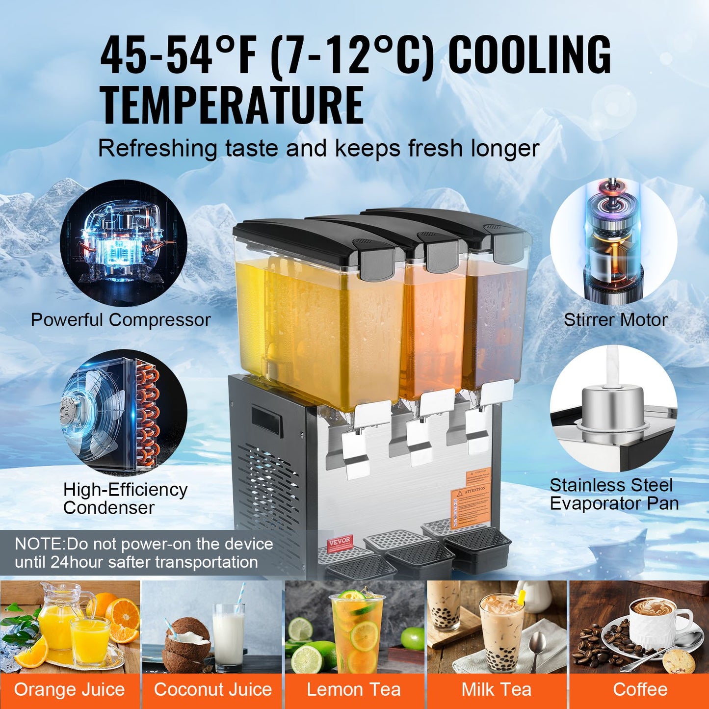 Commercial Beverage Dispenser 10L x 3 tankar Kall Juice Is Drink Dispenser