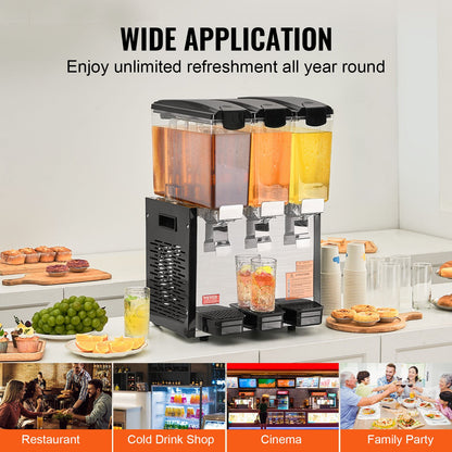 Commercial Beverage Dispenser 10L x 3 tankar Kall Juice Is Drink Dispenser