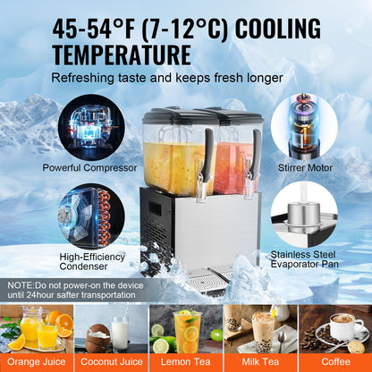 Commercial Beverage Dispenser 12L x 2 Tankar Kall Juice Is Drink Dispenser