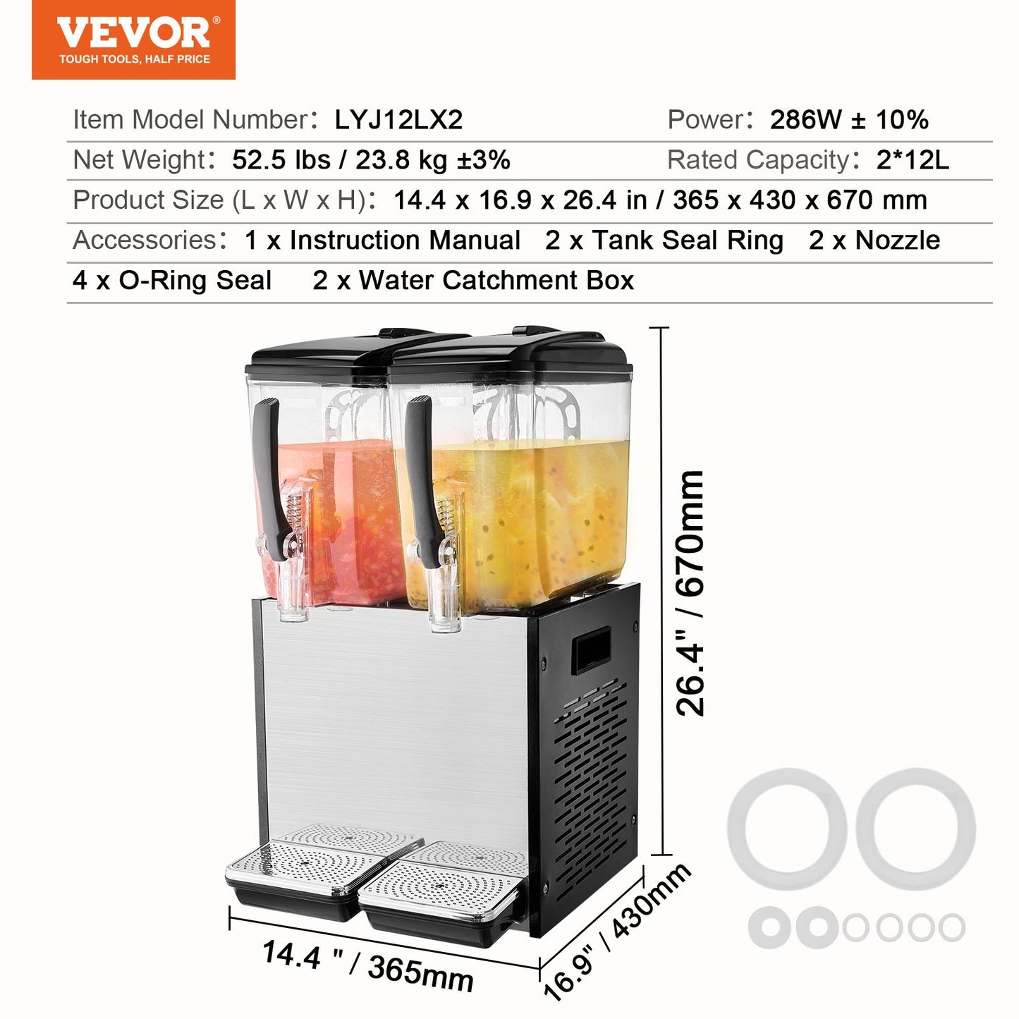 Commercial Beverage Dispenser 12L x 2 Tankar Kall Juice Is Drink Dispenser