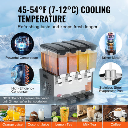 Commercial Beverage Dispenser 10L x 4 tankar Kall Juice Is Drink Dispenser