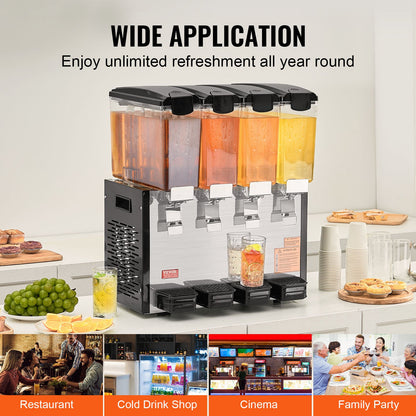 Commercial Beverage Dispenser 10L x 4 tankar Kall Juice Is Drink Dispenser