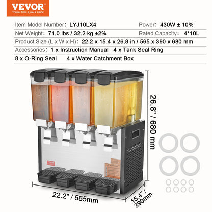 Commercial Beverage Dispenser 10L x 4 tankar Kall Juice Is Drink Dispenser