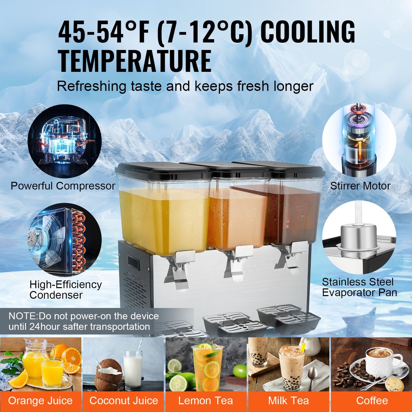 Commercial Beverage Dispenser 18L x 3 tankar Kall Juice Is Drink Dispenser