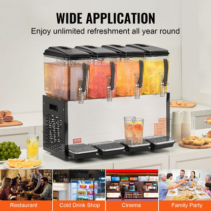 Commercial Beverage Dispenser 12L x 4 tankar Kall Juice Is Drink Dispenser