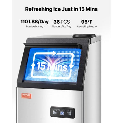 commercial ice machine Freestanding cabinet machine 110lbs/24H 36 ice cubes | EU