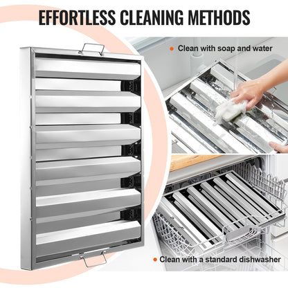 24.5Wx19.5H inch Commercial Hood Filter Interval Hood Baffle Stainless Steel