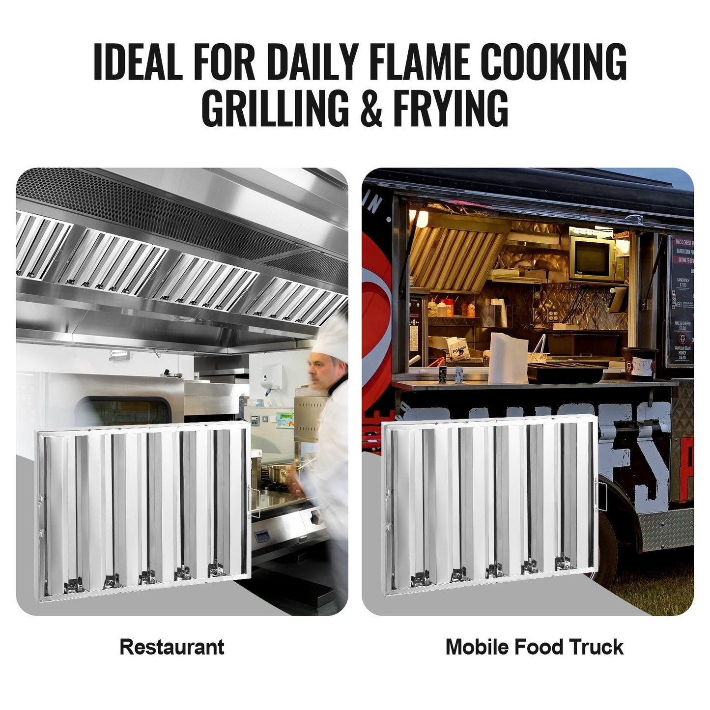 24.5Wx19.5H inch Commercial Hood Filter Interval Hood Baffle Stainless Steel