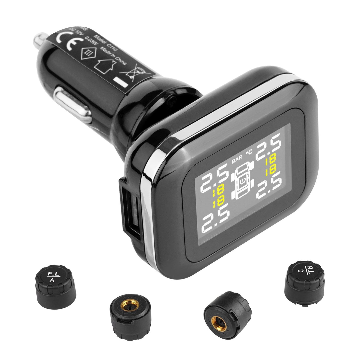 RV Tire Pressure Monitoring System Real-time Trailer TPMS 4 Sensors
