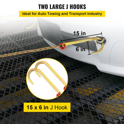 J hook chain, 5/16 inch x 10 ft bridle tow chain, G80 bridle transport chain, alloy steel chain with 2 G70 J hooks, 9260 lb breaking strength tow hooks for trucks, J hooks tow straps 2 pcs.