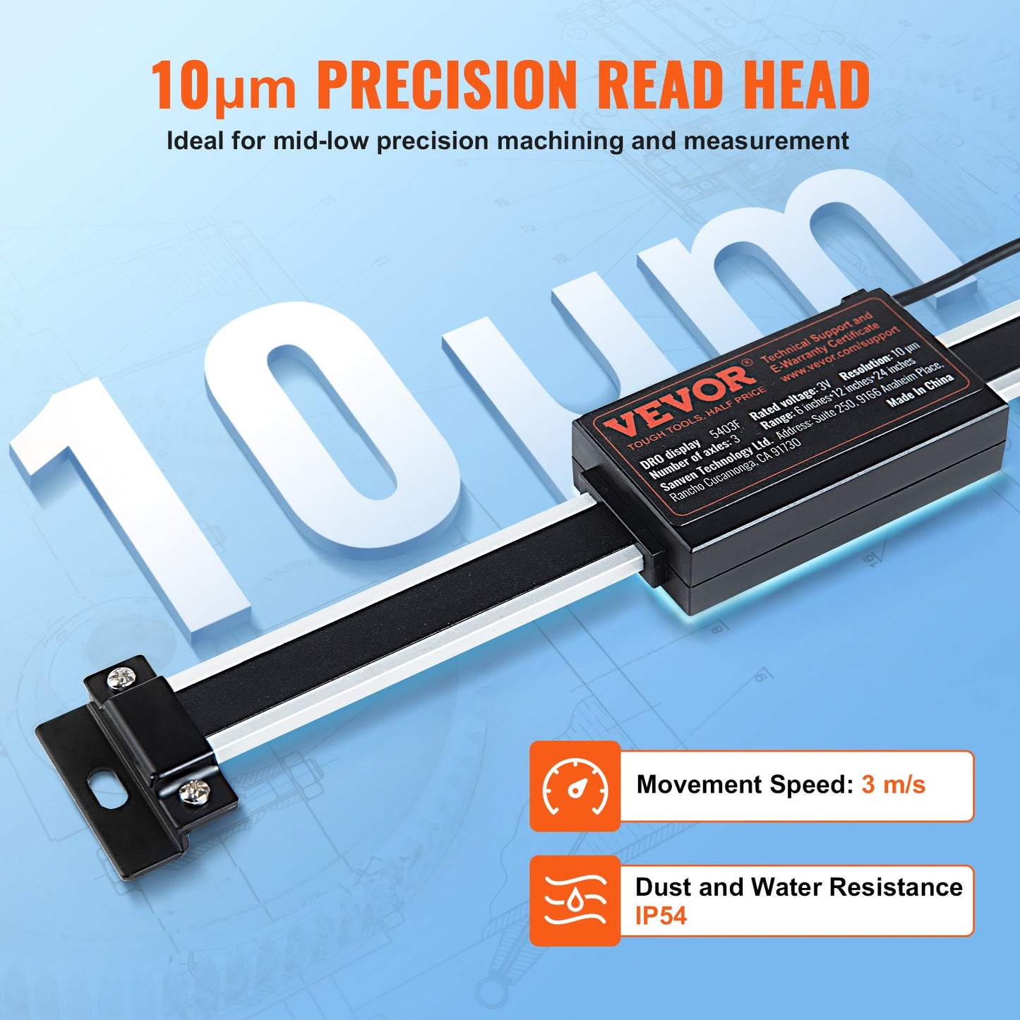 Digital Readout 6'' & 12'' & 24'' Linear Scale 3 Axis DRO Display Kit
