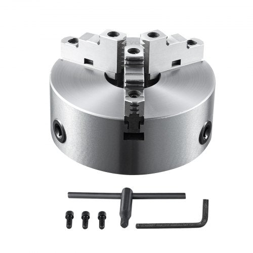 3-jaw lathe chuck, 10'', self-centering lathe chuck, 0.24-9.84 inch/6-250 mm clamping range with T-key fastening screws hex key, for lathe 3D printer machining Center milling drilling machine | EU
