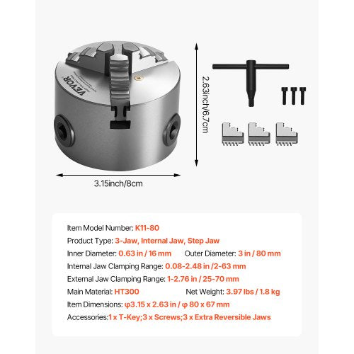 3-inch 3-jaw self-centering lathe chuck for lathe drill milling machine | EU