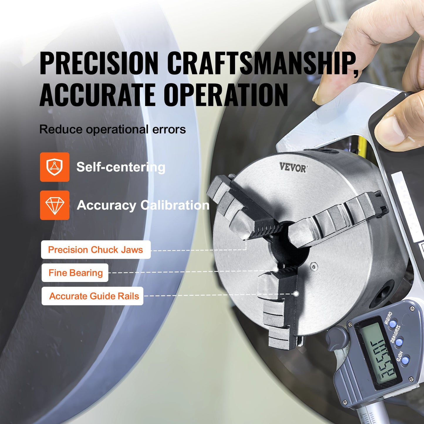 3-jaw lathe chuck, 6'', self-centering lathe chuck, 0.14- 6.3 inch/3.5-160 mm clamping range with T-key fastening screws Reversible jaws, for lathe 3D printer machining Center milling Drilling machine