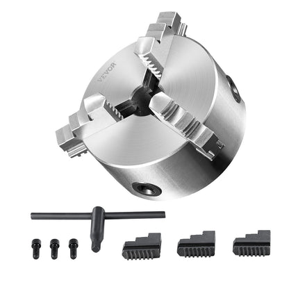 3-jaw lathe chuck, 6'', self-centering lathe chuck, 0.14- 6.3 inch/3.5-160 mm clamping range with T-key fastening screws Reversible jaws, for lathe 3D printer machining Center milling Drilling machine