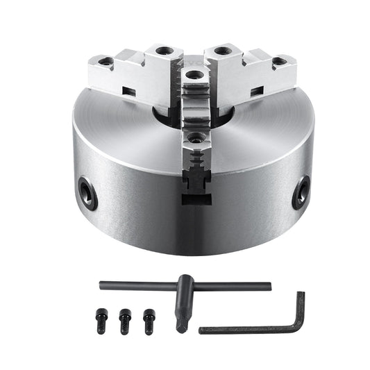 3-Backen-Drehfutter 8'' Selbstzentrierendes Drehfutter 0,16-8 Zoll/4-200 mm Spannbereich mit T-Schlüssel Befestigungsschrauben Sechskantschlüssel für Drehmaschine 3D-Druckerbearbeitung Zentrierfräse Bohrmaschine