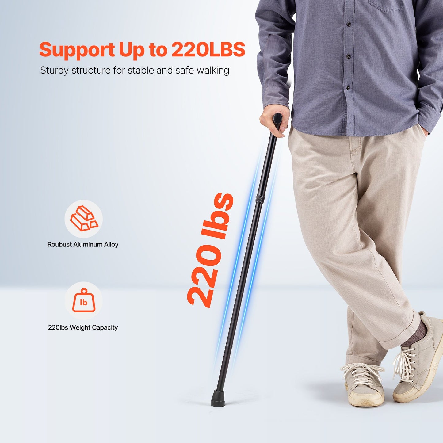 Walking Cane for Man Woman Folding Walking Stick 5-Level Adjustable Height