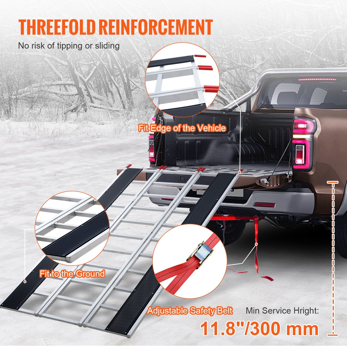 85" x 54" Extra bred aluminium fällbar ramp 1500LBS Kapacitet Lastramp
