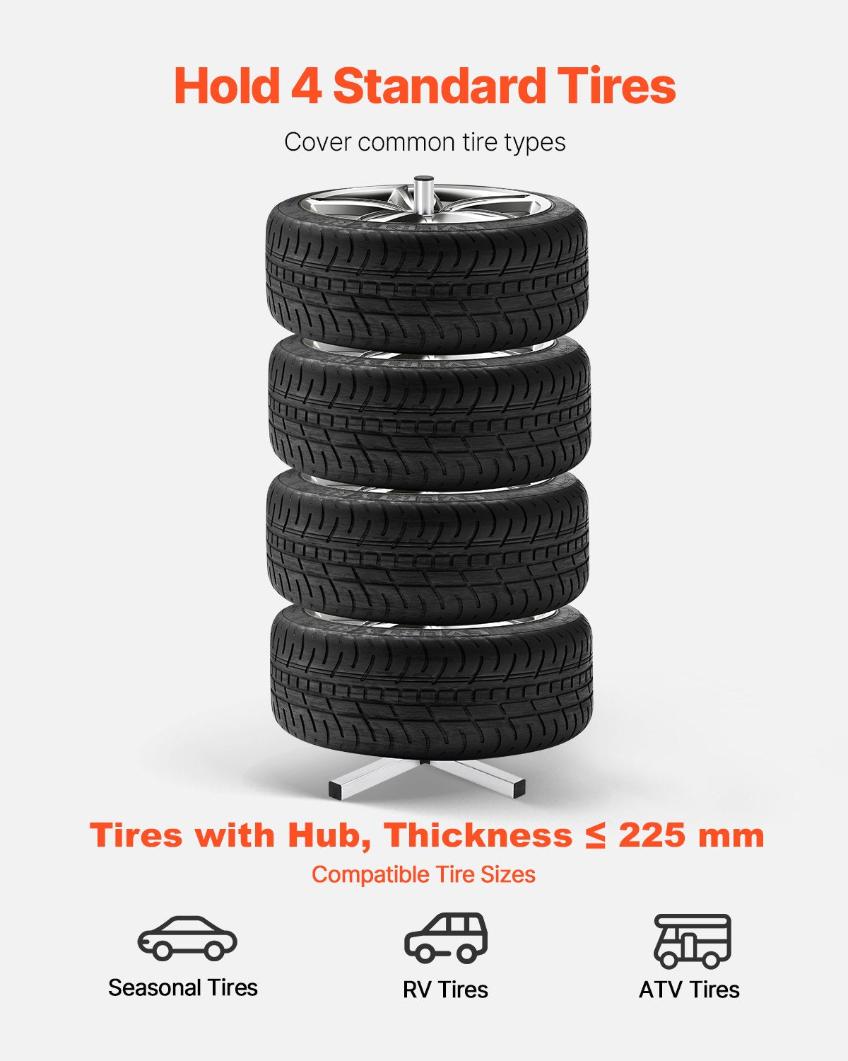 Tire rack for 4 tires with rim Tire holder Fits up to 225 mm wide tires
