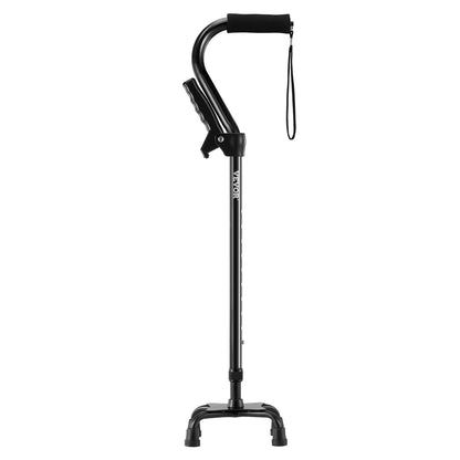 Quad Walking Cane 10-nivås höjdjusterbar käpp 4-stiftsbas