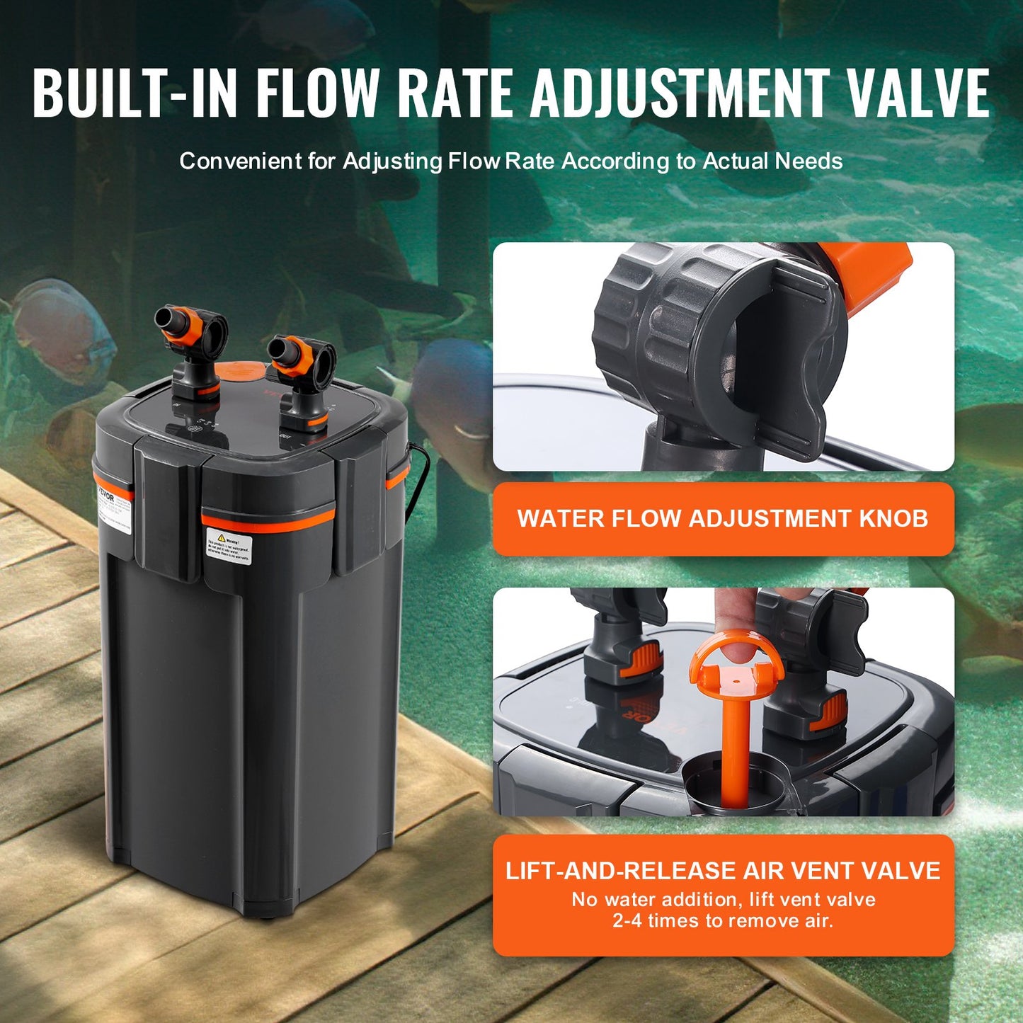 200 Gallon Aquarium Canister Filter 20w UV-lampa Fish Tank Tyst
