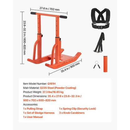 Vikt Power Pull Push Sled Träning Fitness Styrketräning Orange |  EU