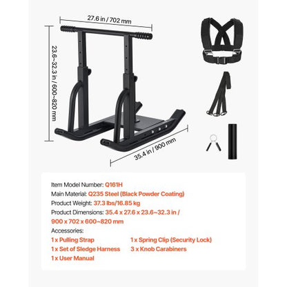 Weight Pull Push Training Fitness Strength Speed ​​Training Sled Black | EU