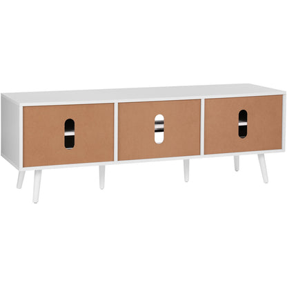 Rattan TV-ställ för 65" TV Boho TV-ställ med inbyggt uttag Vit