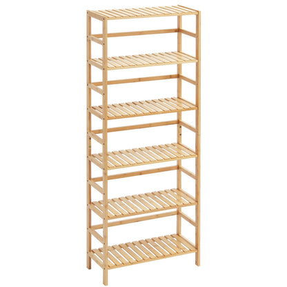 Bamboo bookshelf 6 tiers bamboo ladder bookcase rectangle storage rack
