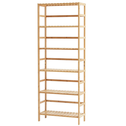 Bamboo bookshelf 6 tiers bamboo ladder bookcase rectangle storage rack
