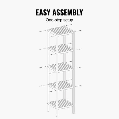 Hörn Stående Bokhylla 5-vånings Bamboo Stege Smal Hylla Plant Stand