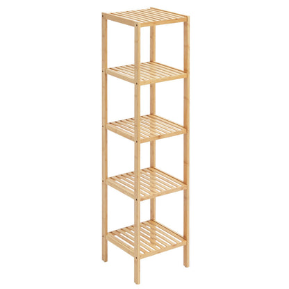 Hörn Stående Bokhylla 5-vånings Bamboo Stege Smal Hylla Plant Stand