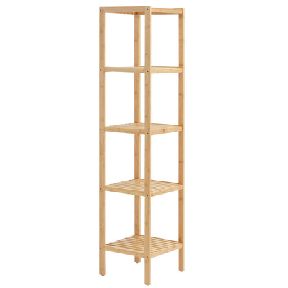 Hörn Stående Bokhylla 5-vånings Bamboo Stege Smal Hylla Plant Stand