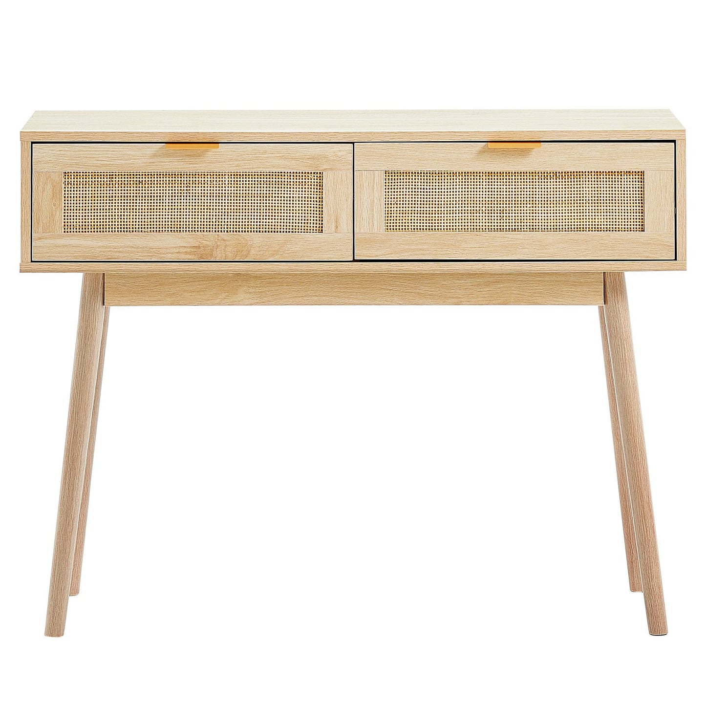 Rattan-Konsolentisch mit 2 Schubladen Rattan-Schiebetür Natur