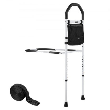 Sänggrind för äldre, Sängstöd med stödben och PU-ledstång, Höjdjusterbar sängkäpp i kolstålsrör, Sängstänger för seniorer och patienter, Passar King, Queen, Full, Twin |  EU